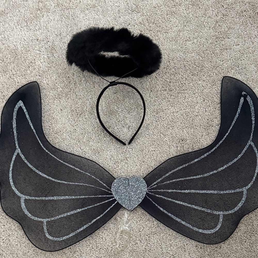 Spirit Black and Silver Glitter Wings Set